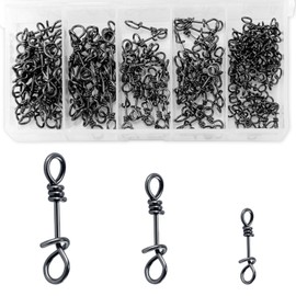 Alwonder 150-Pack/Box Fly Fishing Snap twist clip, 3 Sizes Stainless Steel Quick Change Lure Snaps No Knot Snap Quick Snap Fast Snap Lure Connector for Flies Jigs Lures Fishing Clips Swivels Tackle