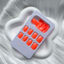 24 Pcs Square Press on Nails Short Fake Nails Nude Acrylic False Nails Extra Short Orange Artificial Nails Glossy Solid Color Full Cover Glue on Nails Stick on Nails for Women Girls Manicure Art Decorations