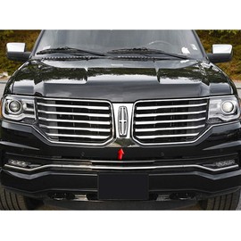 QAA is Compatible with 2015-2017 Lincoln Navigator 1 Piece Stainless Front Grille Accent Trim, Logo Surround SG55655