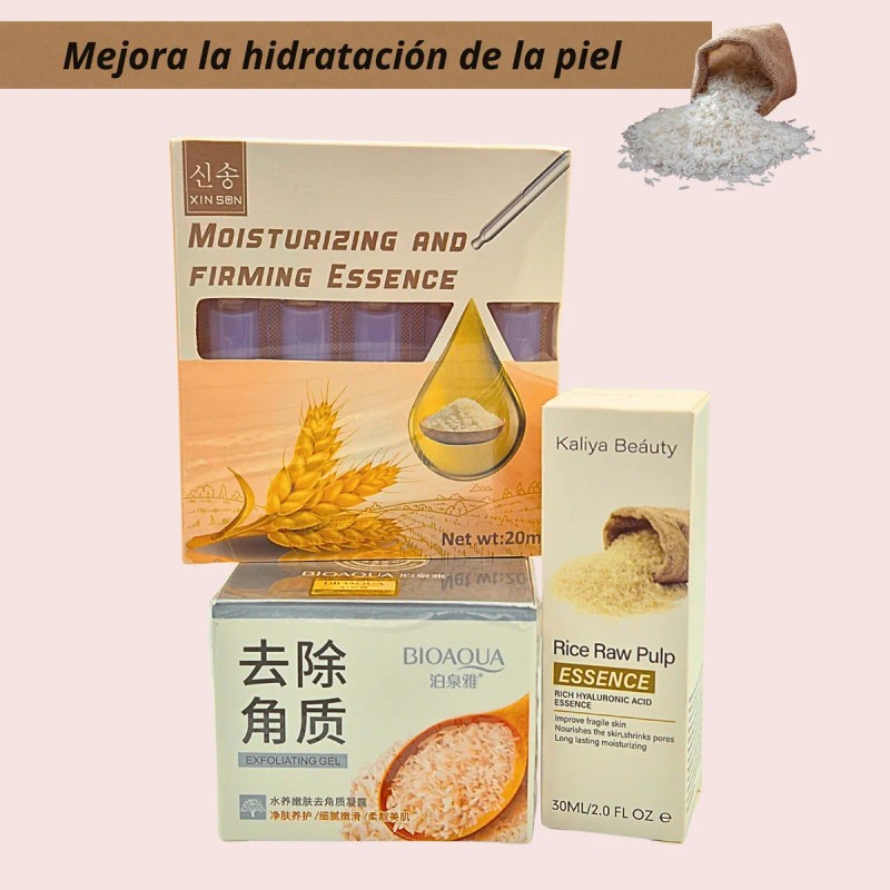Exfoliante Arroz Hidratante Aclarante + Serum Ac Hialuronico