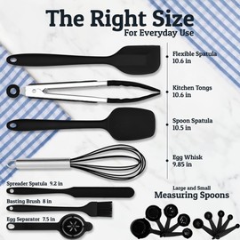 Priority Chef Premium Large 28Pc Stainless Steel Mixing Bowls with Lids Set, Non-Slip Base, Air Tight Lids, 3 Graters and Utensil Set, Large Metal Nesting Bowls for Kitchen, Black