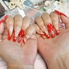 CECOBAG 24 Pcs Red Rectangular Press-On Nails with Snowflake Deer
