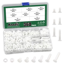 Keadic White Nylon Countersunk Machine Screws, Flat Head Machine Screws Metric Screws Bolts Washers Nuts Kit for Machinery Industry (M6)