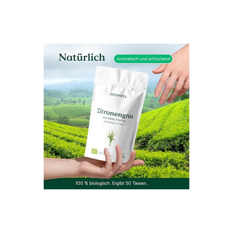 REPLANTEA Organic Lemongrass Tea 200 g Refreshing & Digestive Citrus