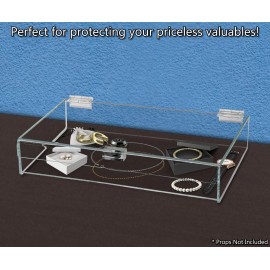 Marketing Holders Acrylic Locking Display Case with Keys 12" x 7.75" x 2.38" Clear Countertop Tray