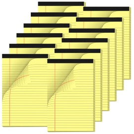 12 Pack Note Pads 5x8 Inch Small Yellow Legal Pads 5x8 In 50 Sheets Notepad College Ruled Small Writing Pads Perforated Pages Paper Pads 80GSM Recycled Paper Notepads for Home, Office, or School