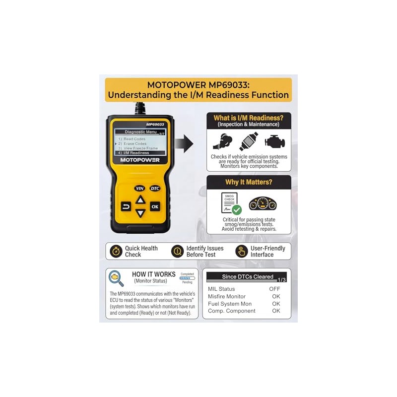 MOTOPOWER MP69033 Escáner OBD2 Lector de código de Error del