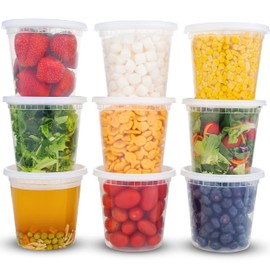 DuraHome Deli Containers with Lids 24oz. Leakproof 30 Sets BPA-Free Plastic Food Storage Cups Clear Airtight Takeout Container Heavy-Duty, Microwaveable Freezer Safe Disposable/Reusable