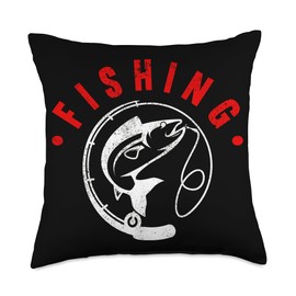 Angler, Fischer, Angel Fish Fish Outifts And Gifts Angel, Angler Fisherman Outfit Bass Fishing Throw Pillow, 18x18, Multicolor