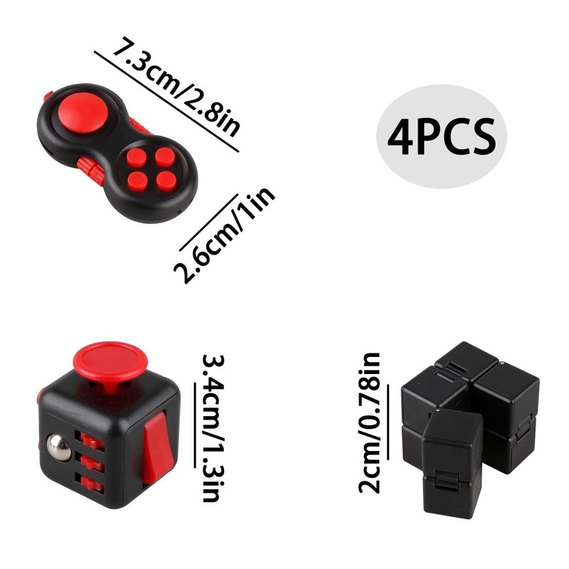 Tabanzhe 4PCS Fidget Stress Reducer Set,Infinity Cube Fidget Cube with