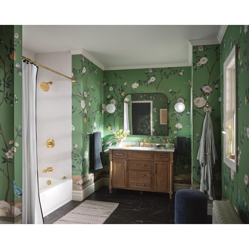 Moen Brushed Gold 72-Inch Adjustable Permanent Mount Curved Shower Curtain