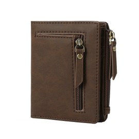 GOIACII Women's Small and Short Format Wallet with RFID Blocking, Women's Leather Coin Compartment, Mini Short Purse for Women, A06-Dark Brown