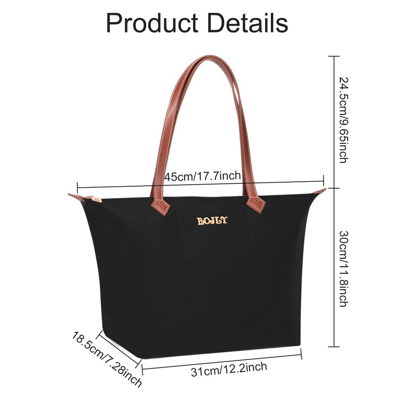 BOJLY Large Capacity Waterproof Tote Bag for Women - Foldable