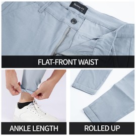 GINGTTO Mens Dress Pants Stretch Business Casual Pants for Men Skinny Ankle Length Grey 32