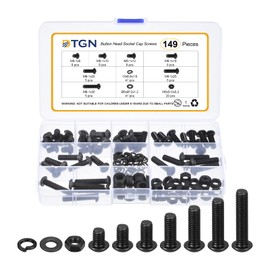 DTGN 149Pcs M6-1x8/10/12/16/20/25/30mm Button Head Socket Cap Screws - Carbon Steel Bolt Nut Set Washer Assortment Kit - Good for Road Bicycle, Mountain Bike, Auto
