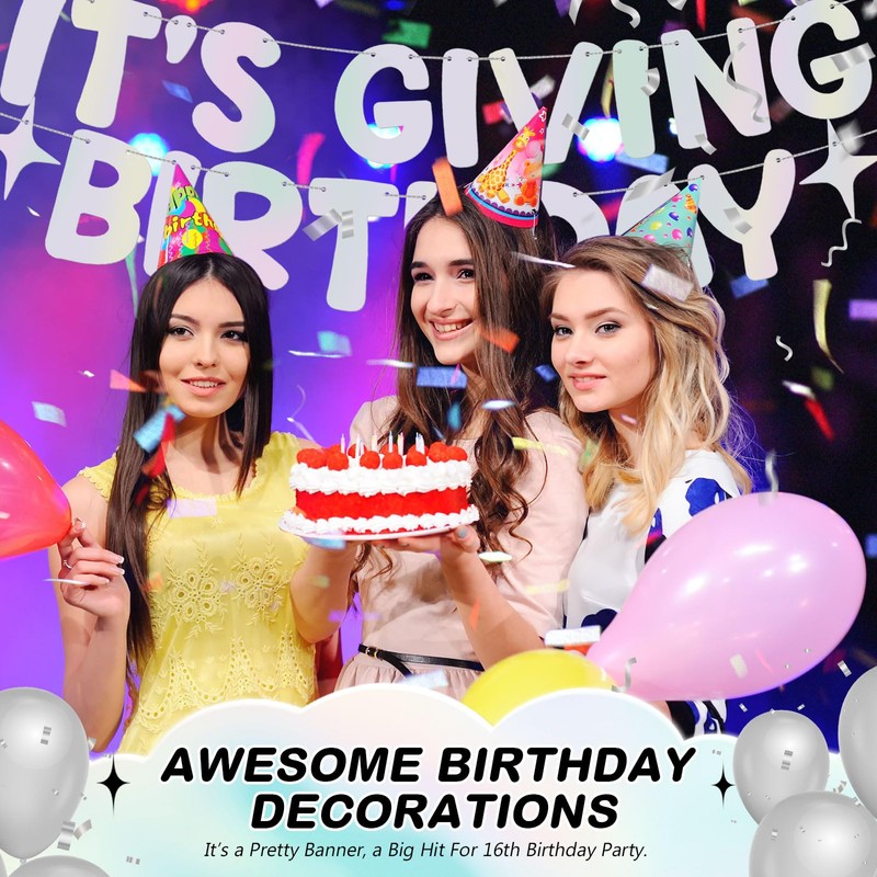 Fulmoon Pre Strung It's Giving Birthday Banner Sparkle Banner Birthday