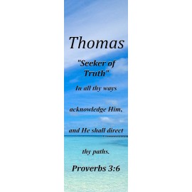 Thomas "Seeker of Truth" Keepsake Name Meaning Bookmark with Verse and Tassel