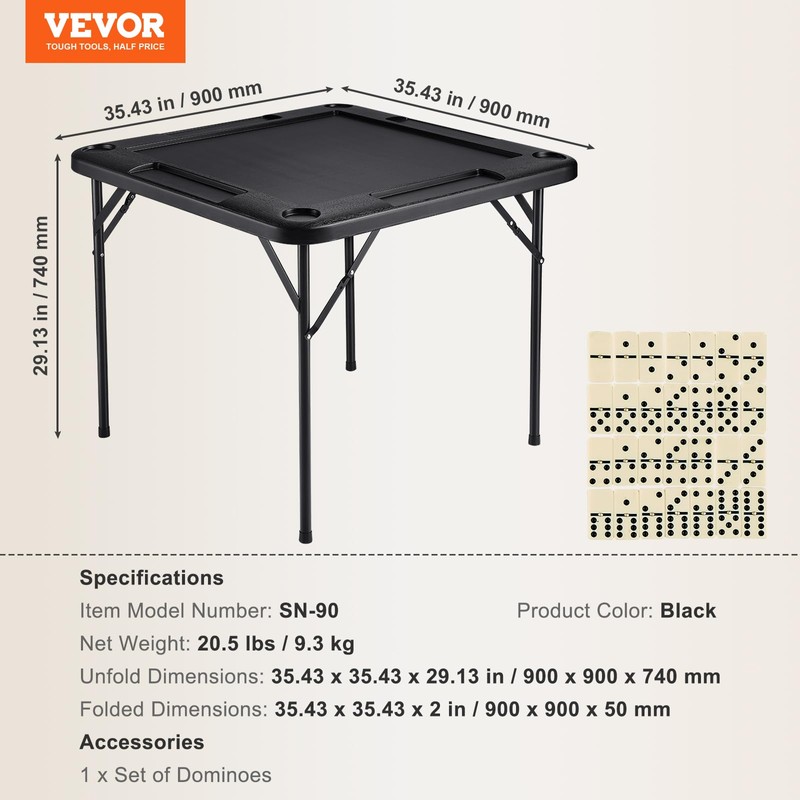 VEVOR Folding Card Table, 4 Player Portable with 4 Cup