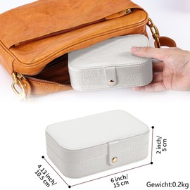 Dajasan Travel Jewellery Box, Small Jewellery Storage, Jewellery Box Women Girls, Leather Jewellery Box, Jewellery Gift Box for Women, Girls, Mother, Grandma (Beige)