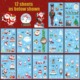 Children's Christmas Tattoos, 12 Sheets of Luminous Tattoos, Christmas Small Items, Christmas Gifts for Children, Party Bag Ideas, Advent Calendar Filling, Children