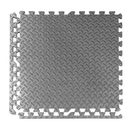 Generic GWT FitTile Set: 24 SQ FT (6 Tiles) ½” Thickness EVA Interlocking Foam Floor Tiles for Home Gym, Workout Equipment, Floor Padding, and Play (Gray, 24""x24""), Grey