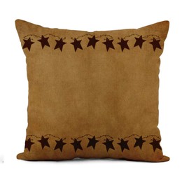 Awowee Linen Throw Pillow Cover Brown Primitive Rusty Stars Country Bath Rustic Vintage Tin 16x16 Inch Home Decor Pillowcase Square Pillow Case Cushion Cover for Sofa Bed