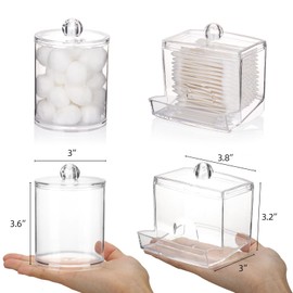 Tbestmax Qtips Holder Bathroom Container, 10oz Big Qtip Dispenser 12oz Cotton Ball Holder, Clear Apothecary Jar Organizer for Storage Cotton Swab, Cotton Round Pads, Floss Picks