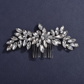 Teyglen Silver Crystal Bridal Hair Comb Full Rhinestone Wedding Hair Piece Bridal Headpiece Rhinestone Hair Accessories for Women Hairpieces (Silver)