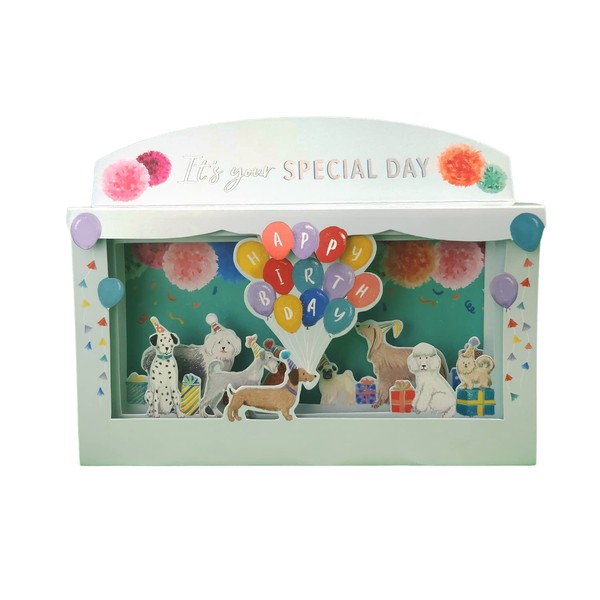 Spectacular 3D Special Day Party Dogs Happy Birthday Card Freestanding Cards SPT005