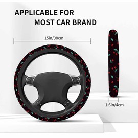 NOMEDOGYIm Cherry Elastic Steering Wheel Cover Bright Red and Juicy Cherry Steering Wheel Cover Anti Slip Protective Case Universal Stretch Steering Protector