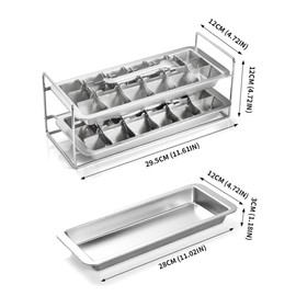 Stainless Steel Ice Cube Trays 2 Pack, 36 Large Cube Slots.Eco-Friendly Plastic-Free Freezer Mold with Easy Release Lever, Stackable Retro Design for Old Fashioned Vintage Style Ice Making