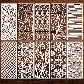 10Pcs Texture Stencils Flower Leaf Painting Stencils Mixed Backgrounds Stencil Plastic Art Drawing Templates DIY Crafts Leaf Floral Stencil for Painting on Wood Wall Door Canvas Home Decoration