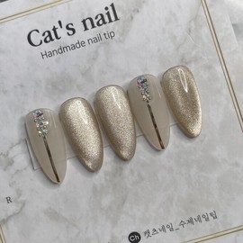 Syrup Magnetic Nail Handmade Nail Tips - Coffin / 시럽 자석네일 수제네일팁 - 코핀