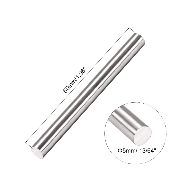 sourcing map 5mm x 50mm 304 Stainless Steel Solid Round