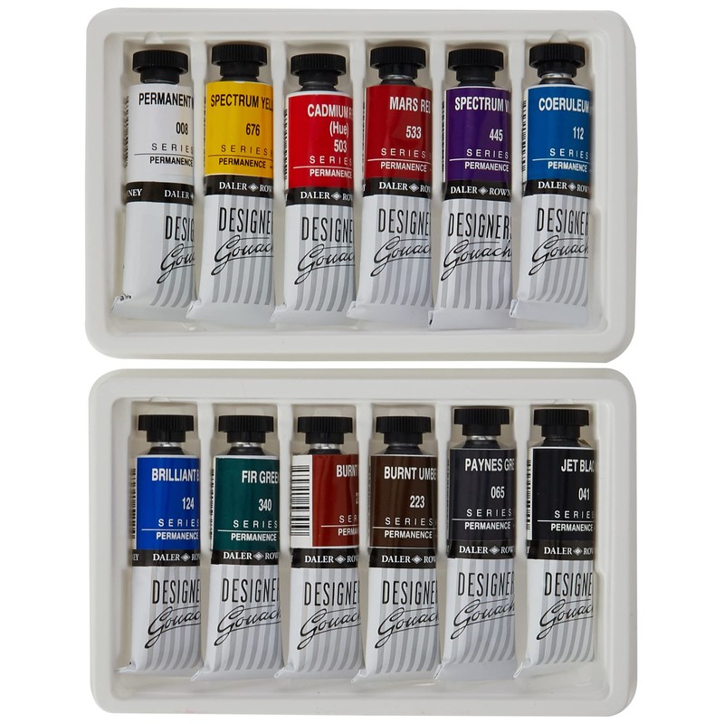 Daler Rowney Designers Gouache Introduction Paint Set, 12 Assorted Colours
