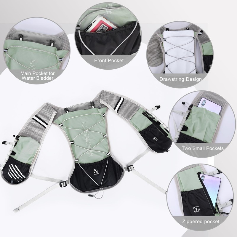 Outplea Hydration Vest Pack with 2L Water Bladder, Lightweight Reflective