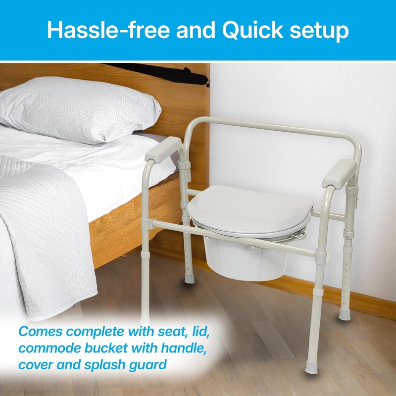 ProBasics 3-in-1 Folding Commode Chair with Full Seat, 350 lb