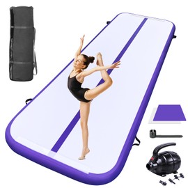 GONFLABLE 10ft Inflatable Air Gymnastics Mat Training Mats 4 Inches Thichness Tumbling Mat with Electric Pump Purple Air Tumbling Mat for Home Use/Training/Yoga/Outdoor/Water