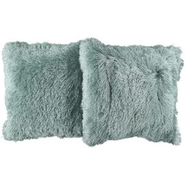 DH Home Decor Celebrity Home Decorative Two Super Soft Luxury Shimmery Metallic Throw Pillow Covers Perfect for Couch or Bed (Mineral Green), 19x19