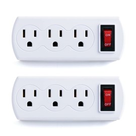 Uninex PS29UB Grounded Triple Plug Outlet On/Off Power Switch, ETL Listed, White, 2-Pack