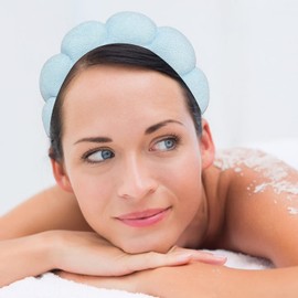 Blue Spa Headband for Women Sponge,KQueenest Soft Makeup Headband for Washing Face,Terry Towel Cute Headband Holder for Skincare,Makeup Removal,Shower,Facial Mask Hair Accessories