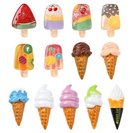 Stiesy 13 Pcs Ice Cream Brooches Pins Sweet Food Lapel Pin Badges Ice Lolly Novelty Brooches for Backpack Bags Clothes Hats Cap DIY Crafts Fits Women Men
