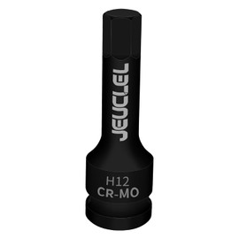 JEUCLEL 12mm Hex Impact Bit Socket, H8 1/2-Inch Impact Drive Allen Socket, Cr-Mo Steel Lengthen Hex Screwdriver Adapter for Electric Ratchet Wrenches Fastening Screws
