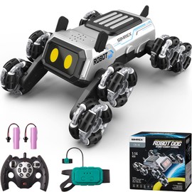 SIMREX Robot Dog RC Stunt Car Toys - Gesture Sensing Remote Control car with Mecanum Wheels, LED Eyes, 3 Sound Effects, Birthday Gift for Kids Boys Girls