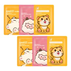 6 Pieces Masks Beauty Face Mask Children's Cloth Masks Set Suitable for All Skin Types Deep Moisturising Suitable for Girls and Women Can Be Used as a Gift (Cat Sheep Tiger)