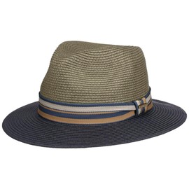Stetson Romaro Toyo Traveller Straw Hat Men – Summer Hat Made of Viscose – UV Protection 40+ – Wide Brim – With Striped Grosgrain Ribbon Set – Sun Hat – Men's Hat – Spring/Summer, gray