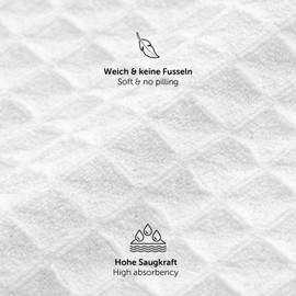 Moosfor Tea Towels Set of 6 Microfibre Towels, Super Absorbent Tea Towels, Soft Tea Towel, Cleaning Cloths, Kitchen Towels, 30 x 30 cm, White