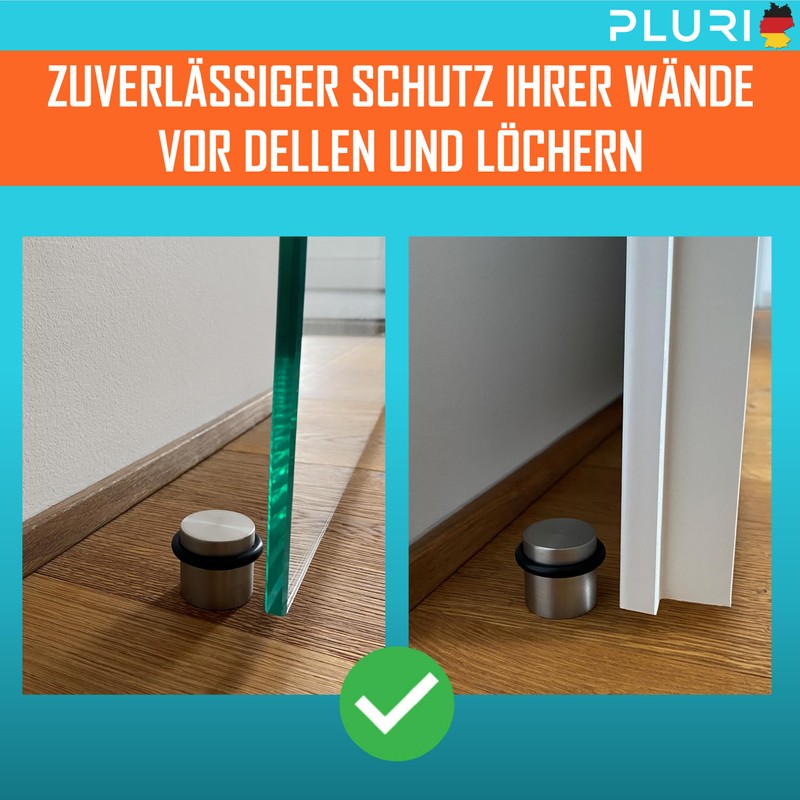 PLURI - Premium Stainless Steel Floor Door Stop, Set of