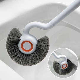 Long Handle Toilet Bowl & Fish Tank Brush, Japanese Rigid Non-Curl Scrubber with Curved Bristles, Deep Clean Bathroom Dead Corner