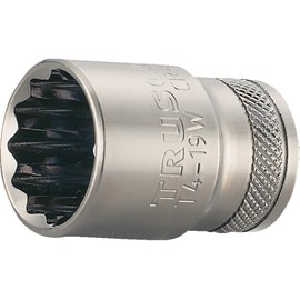 TRUSCO T4-19W Socket, 12 Square Type, Insertion Angle 0.5 inches (12.7 mm), Opposite Side 0.7 inches (19 mm)
